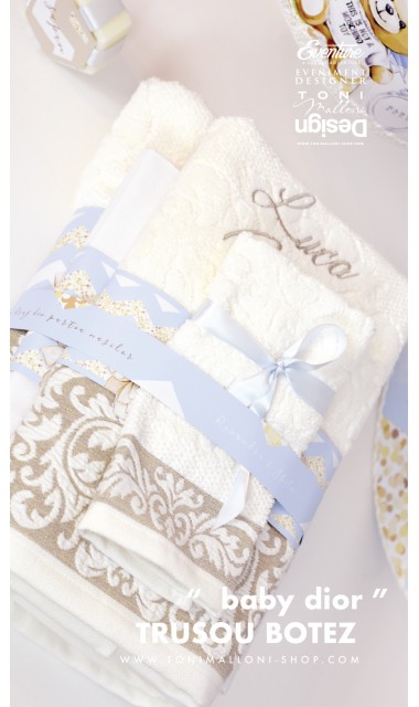 Trusou de botez pentru baieti cu broderie personalizata si ursuleti, Baby Dior 5